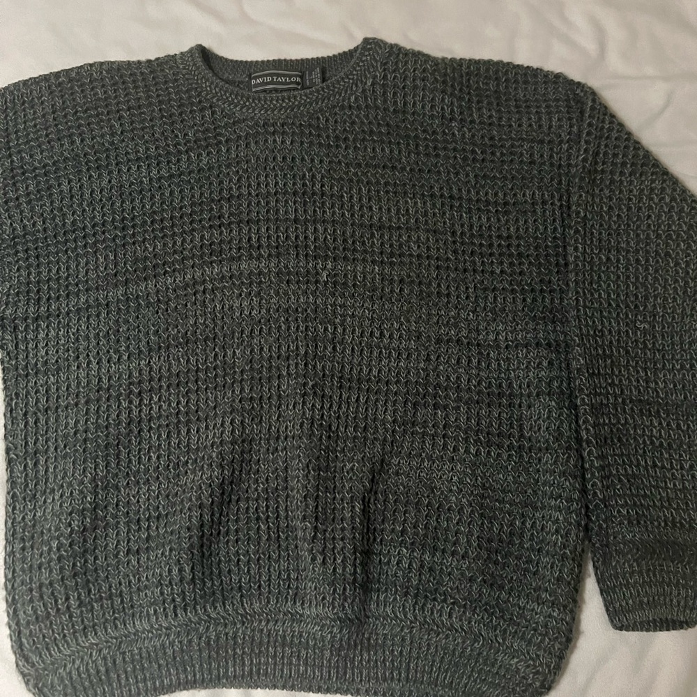 David Taylor Men's Charcoal Knit Crewneck Sweater